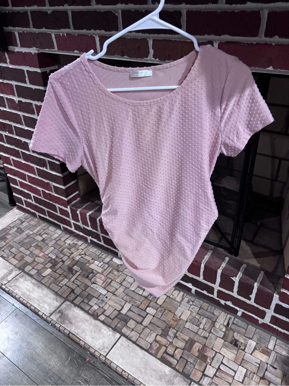 Women’s Pink Textured Short-Sleeve Top